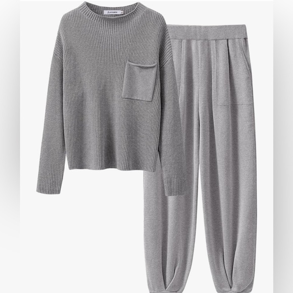 Anrabess Women’s 2 Piece Outfit Knit Sweater Top & Loose Pants SZ L - Picture 3 of 5